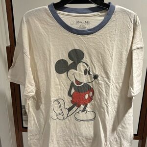 Disney Cream and Blue Mickey Mouse Short Sleeve Tee
